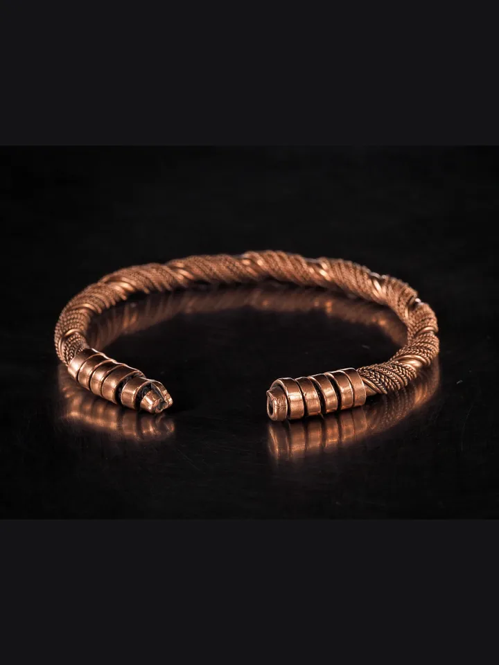 Woven copper wire cuff bracelet Antique style handcrafted copper jewelry