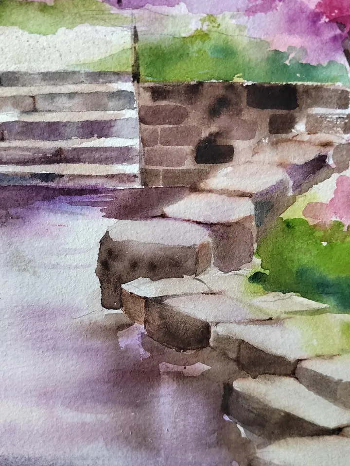 Cherry Blossom Artwork Original Watercolor Painting Japan in Watercolor 11.81x15.74 in by Art Café