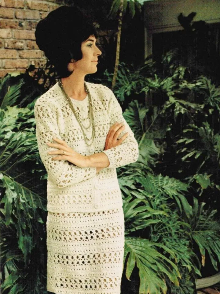 Crochet cardigan, crochet skirt, suit crochet pattern, women ladies suit crochet pdf