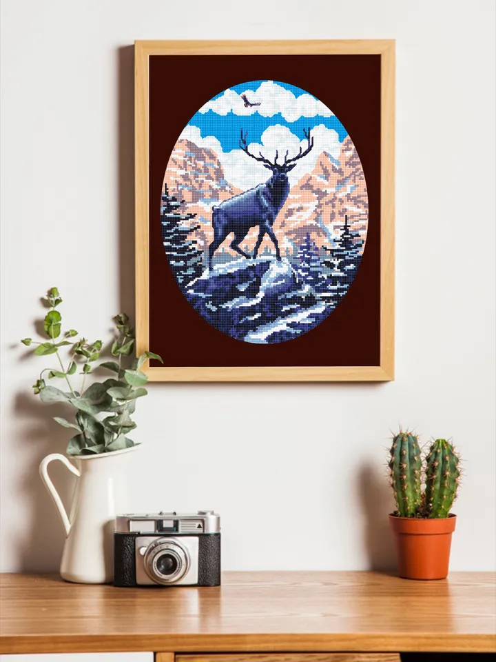 Rocky mountain National Park cross stitch pattern PDF download Nature cross stitch chart, Mountain landscape, Deer cross stitch design #L28