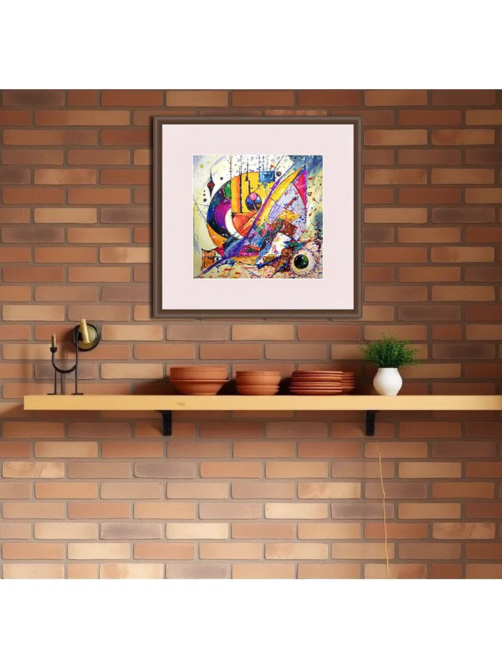 Kandinsky Style Painting Original Art Abstract Wall Art Above Sofa Art 13 by 13.5 Kandinsky Painting by TatianaArtShop
