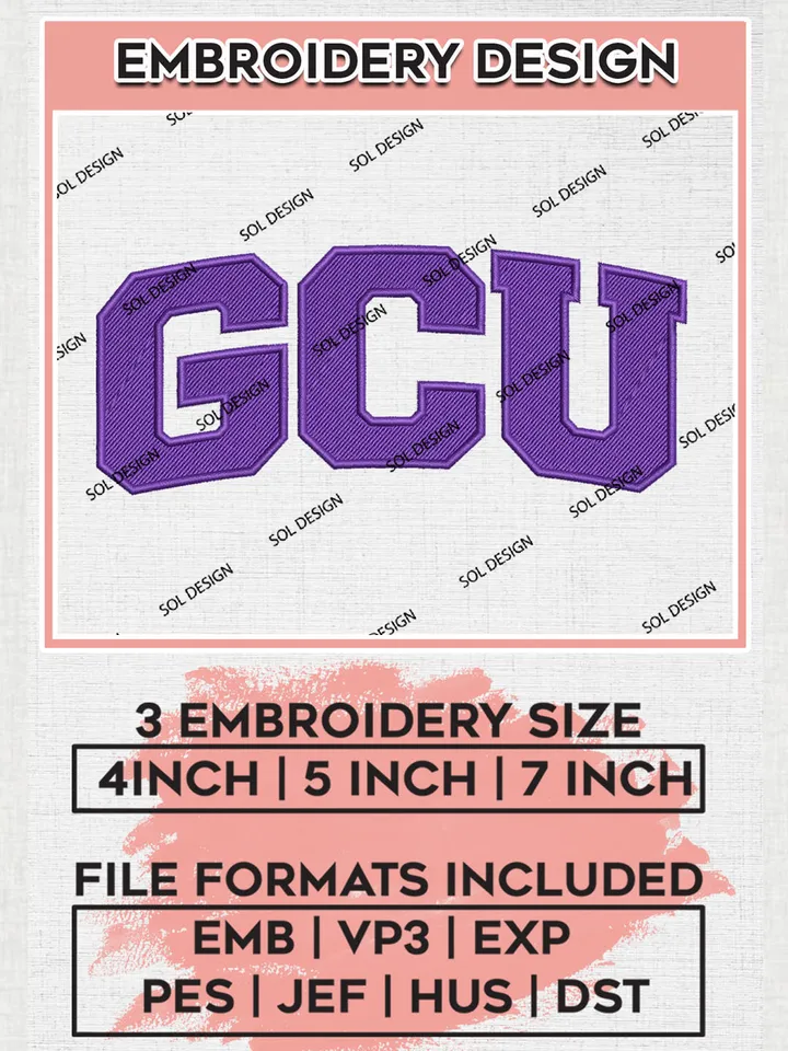 Grand Canyon Lopes Logo Machine Embroidery Design, NCAA GCU Lopes Team Embroidery Design Design files, NCAA Team Embroidery Designs, NCAA Machine Embroidery Designs, Digital Download