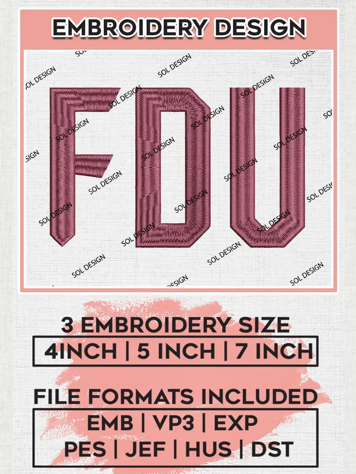 FDU Knights Team Logo Embroidery Design Files, NCAA Fairleigh Dickinson Knights Machine Embroidery, NCAA Teams, 3 sizes, NCAA Machine embroidery designs, Digital Download