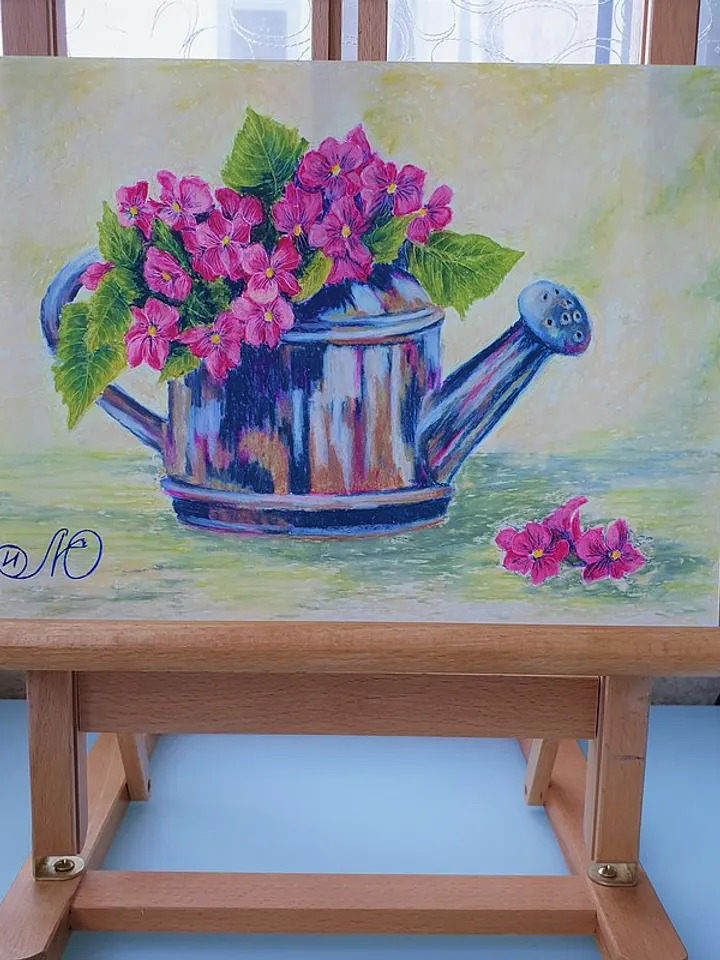 Violet Painting Pansy Original Art Floral Wall Art Flower Painting Oil Pastel