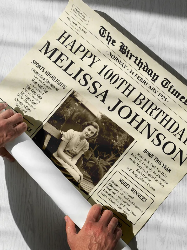 1925 birthday newspaper 100th printable poster canada 100th birthday gift for grandma 100th birthday party decorations canadian fun facts
