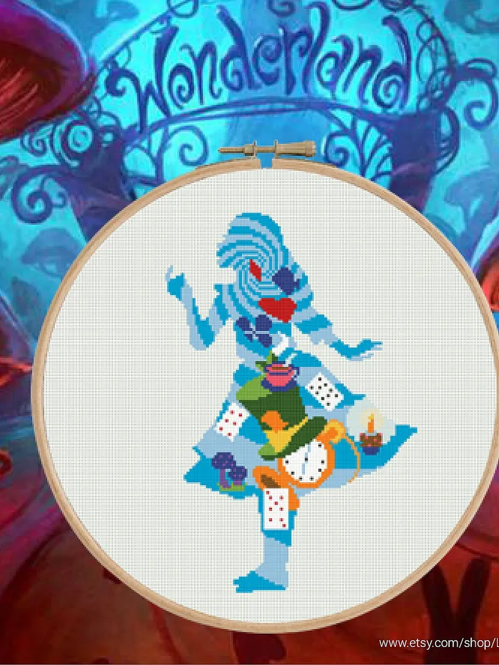 Alice in Wonderland Silhouette Cross stitch pattern | Embroidery Pattern | Instant Download | Embroidery Designs