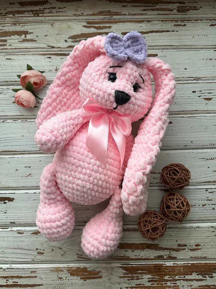 Pink soft Bunny, rabbit doll, stuffed animal, bunny with long ears, cute birthday gift