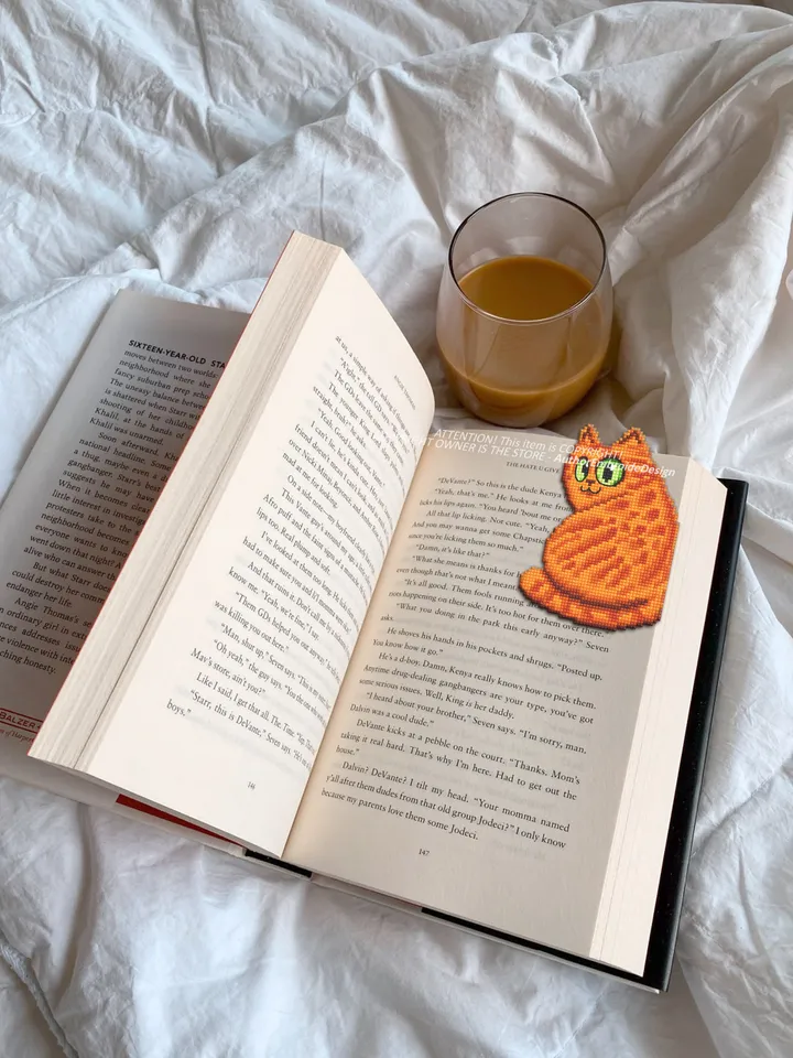Orange cat Corner bookmark cross stitch pattern download PDF Cat cross stitch chart, Cat bookmark digital pattern PDF, Cat lover gift #B259