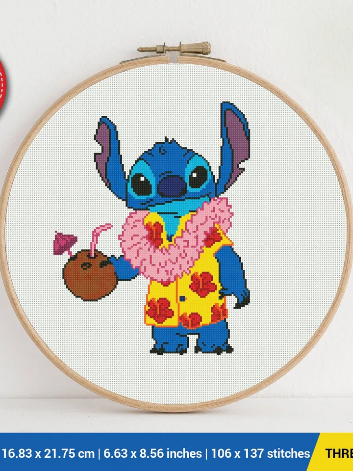 Lilo and Stitch Aloha Cross stitch pattern | Embroidery Pattern | Instant Download | Embroidery Designs