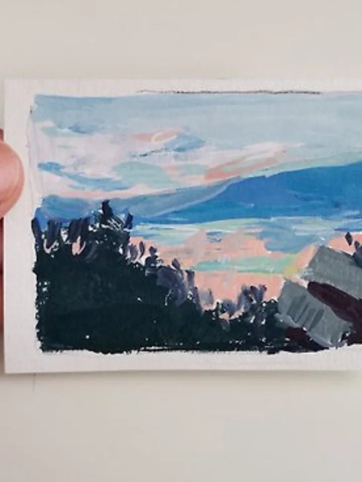 Huanshan landscape Original Design Mountain Small Painting Postcard Cute Art