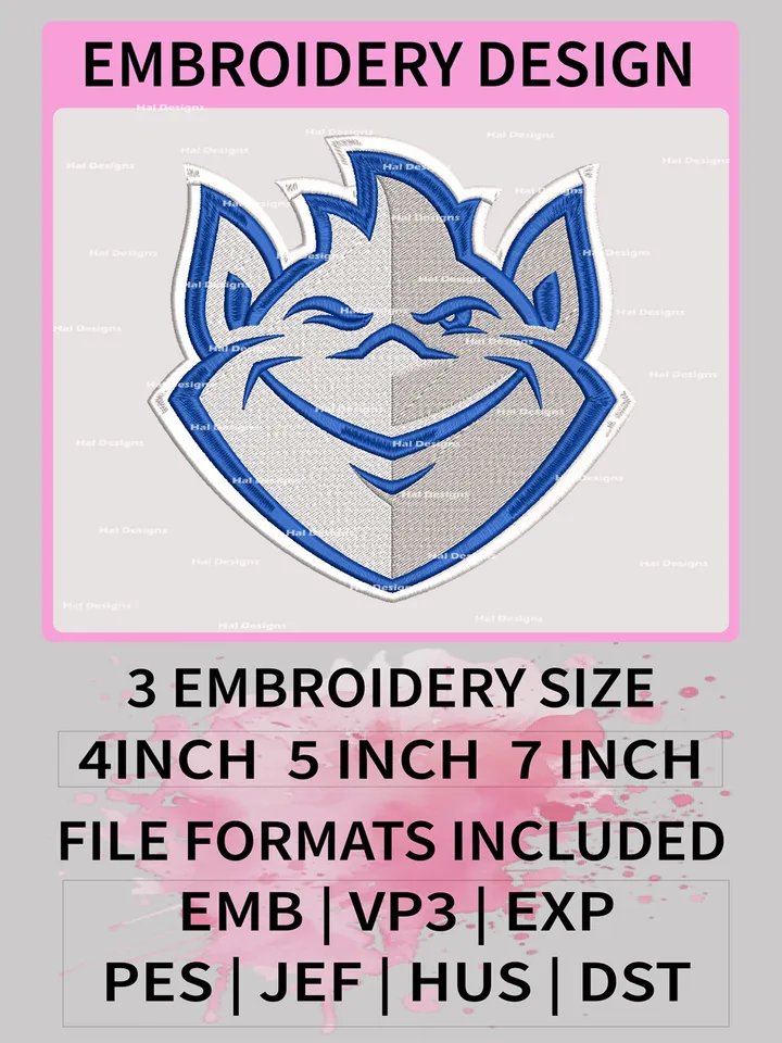 NCAA Saint Louis Billikens Embroidery File, 3 Sizes, 6 Formats, NCAA Machine Embroidery Design, NCAA Logo, NCAA Teams
