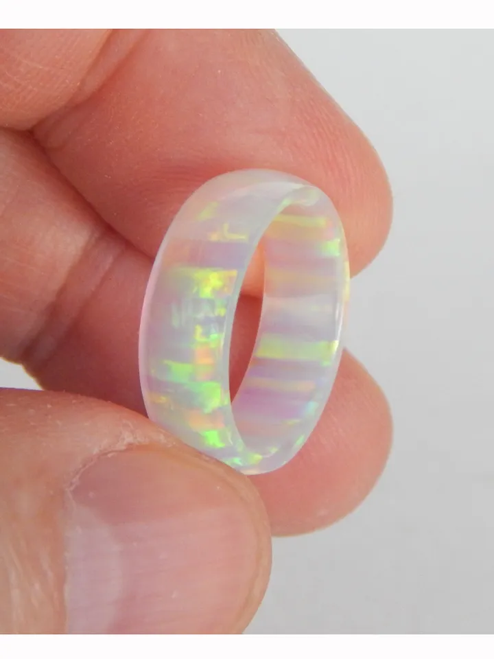 Very beautiful unique opal ring. Solid opal ring. Transparent opal ring.