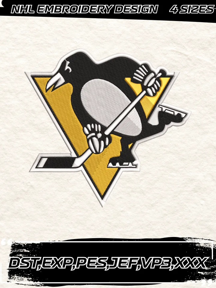 Pittsburgh Penguins Logos Embroidery Designs,NHL Logo Embroidery Files, Machine Embroidery Design File, 4 Sizes,Digital Download