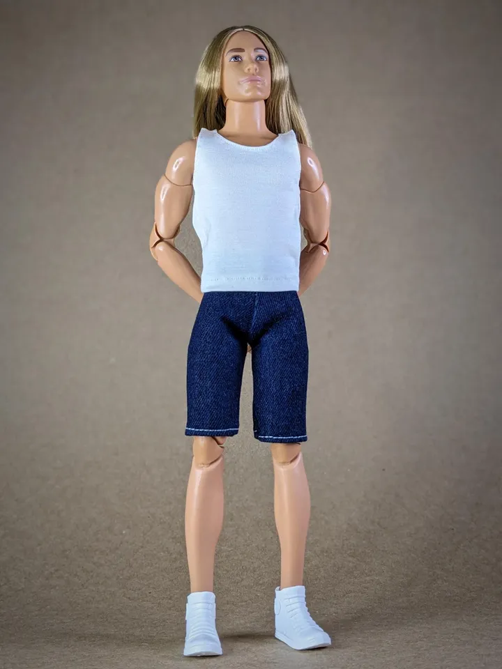 White tank top for 12-inch fashion male dolls