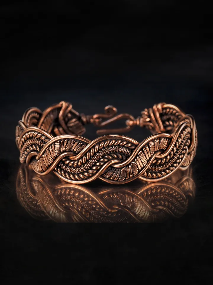 Copper wire wrapped bracelet for woman 7th Anniversary gift Small size bracelet