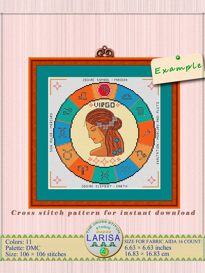 Virgo Cross Stitch Pattern | Virgo Zodiac Sign