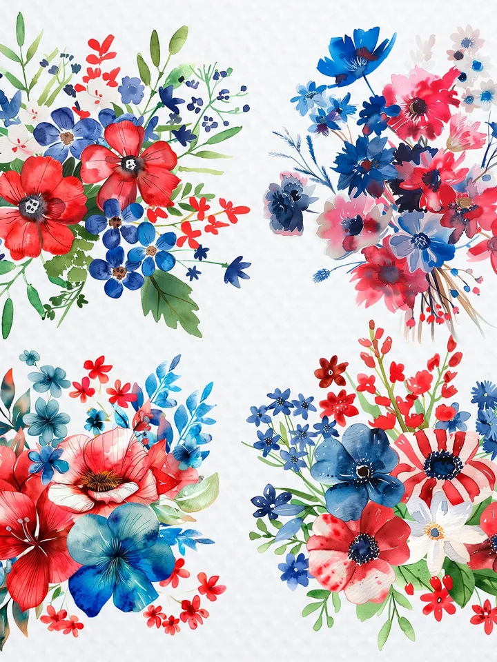 4th Of July Independence USA America Day Watercolor Clipart Bundle of 100 png Transparent Background, PNG for sublimation