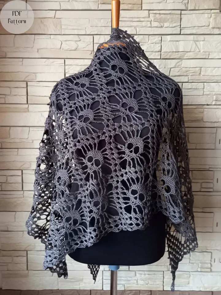 Crochet shawl pattern, Crochet shawl with skulls, Crochet shawl pattern easy, Crochet shawl for beginners, Skull pattern