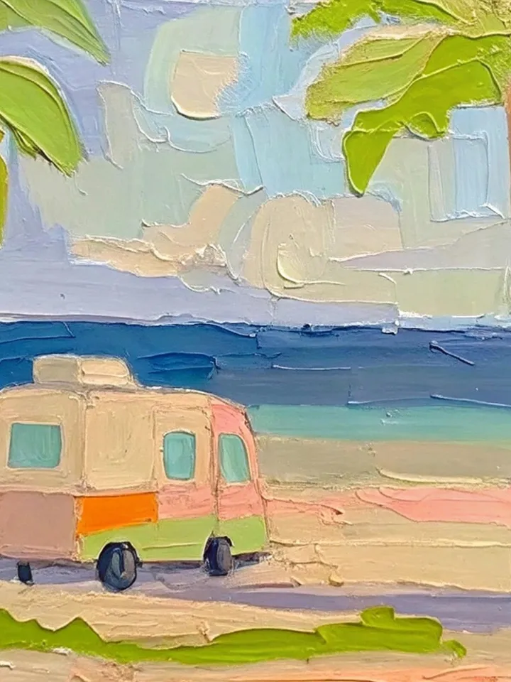 San Diego Painting Beach Travel Original Art Impasto Oil Painting Gift Camper Vanlife Impressionist Small Artwork by ArtProkopaloSv