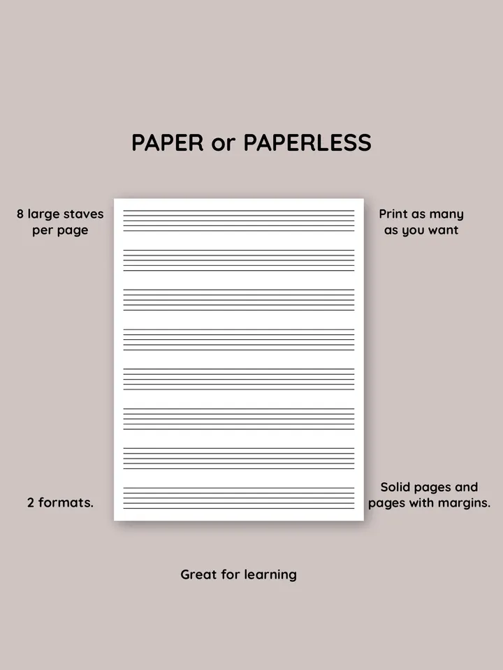 Kids printable sheet music. Blank sheet music printable. Piano staff paper. Blank music paper. Learn piano.