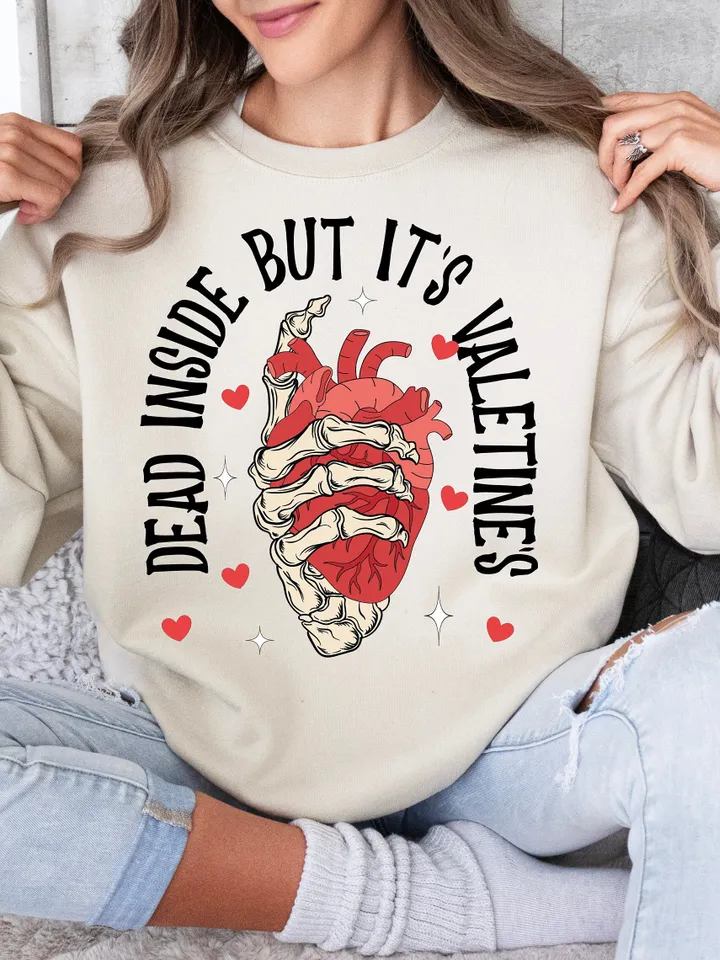 Dead Inside But It's Valentines Day Png, Funny Valentines Png, Retro Valentine Png, Valentines Shirt png, Skeleton Sublimation Trendy Vday