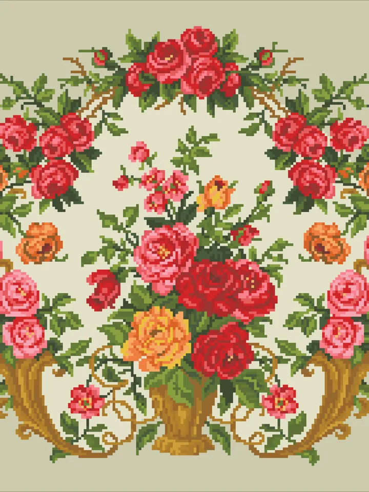 Antique Cross Stitch Pattern Antique Bouquet Counted Digital Download PDF