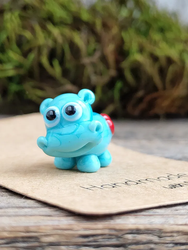 Hippo gifts Hippo ornament Hippo miniature Hippo figurine Hippo art Hippo Christmas Hippopotamus statues Begemoth figurine Glass hippo