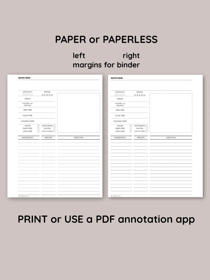 Customizable recipe card templates. Printable recipe cards. Diet meal planner card. Nutrition recipe cards. Family meal