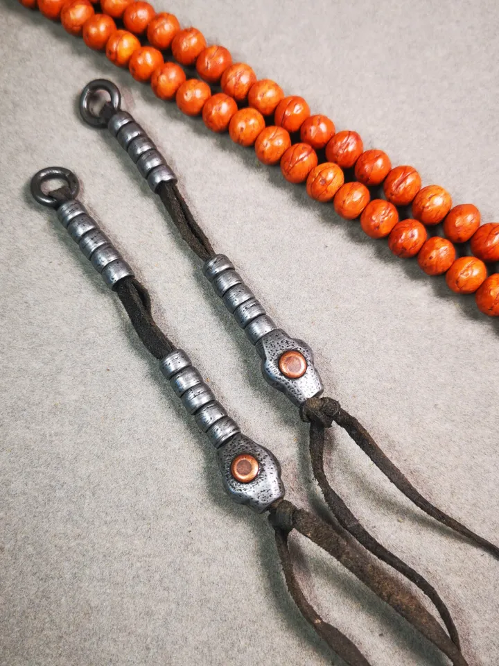 Gandhanra Handmade Tibetan Buddhist Mala Counters,Prayer Bead Counters,Made of Cold Iron,Copper Inlaid
