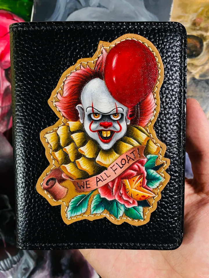 Wallet Genuine brown leather Pennywise The dancing clown original handmade