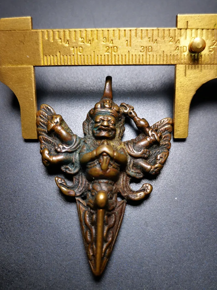 Gandhanra Antique Tibetan Thokcha Amulet Pendant,Mahakala Phurba, Buddhist Protector Deity, 80 Years Old