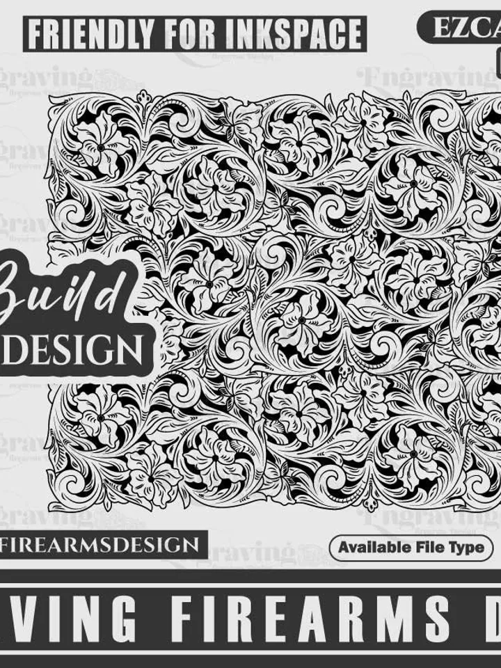 Tooled laser Pattern,laser cut,laserengraving,Scrollwork,Pistol slide BAROQUE Pattern,Gun stipple filigree,design for ezcad,digital ornament