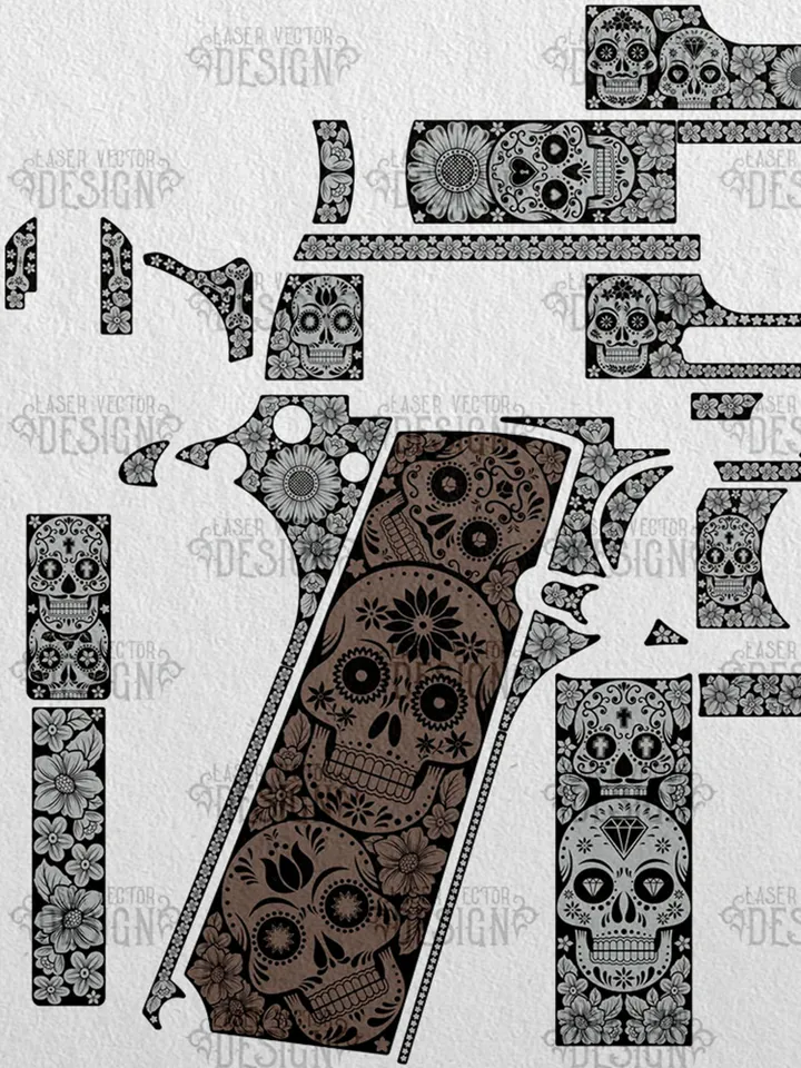 VECTOR DESIGN Colt 1911 Government Candy skulls