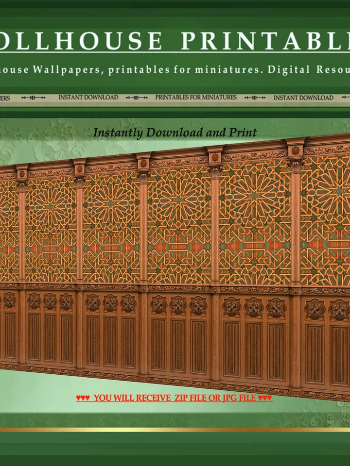 Wallpapers- Set 15-v5 | Printables for Dollhouses and Unique Miniature Projects | Digital Downloads | in Scale 1/12th