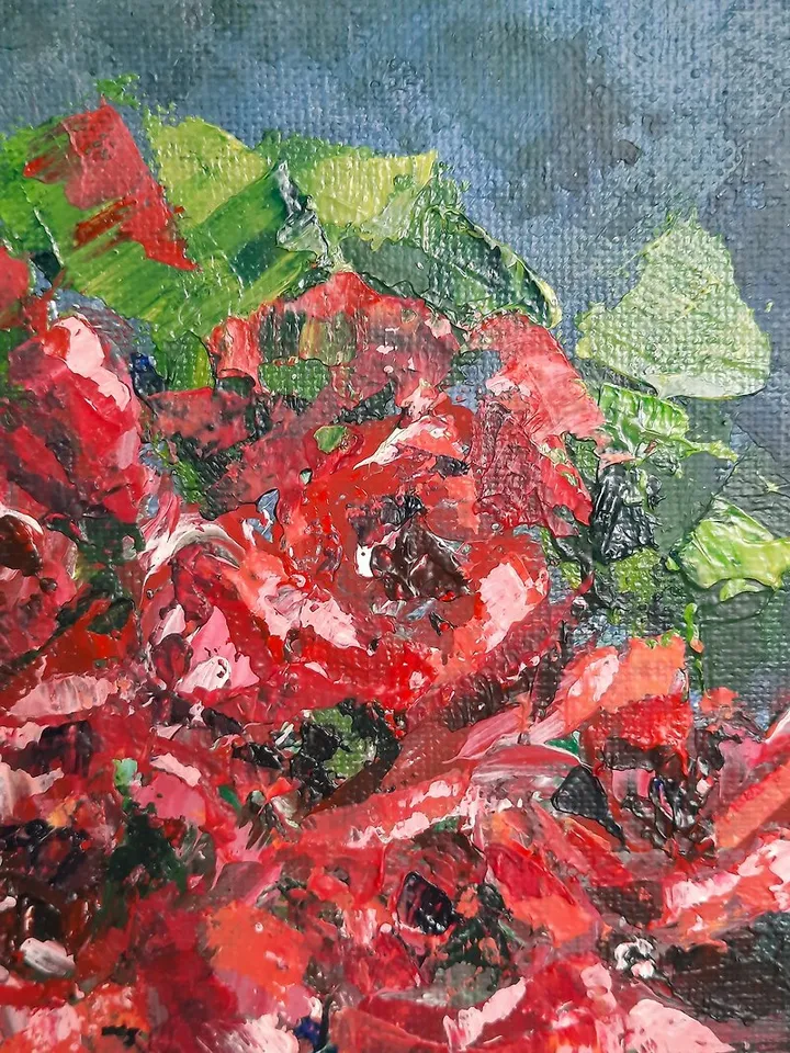 Red roses painting Original acrylic painting Flower painting Abstract still life