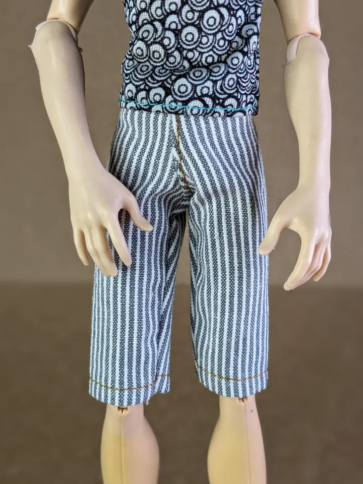 Handmade striped cotton shorts for 1/6 scale boy dolls