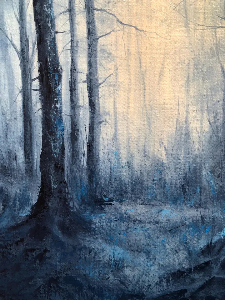 Forest Original Painting Oil Landscape Foggy Forest Wall Art
