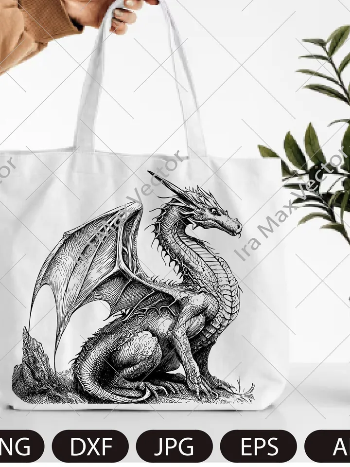 Dragon svg, Dragon detailed, Dragon Clipart, Dragon Vector, Chinese Dragon SVG, Fantasy Dragon SVG, Asian dragon Svg, Dragon Silhouette