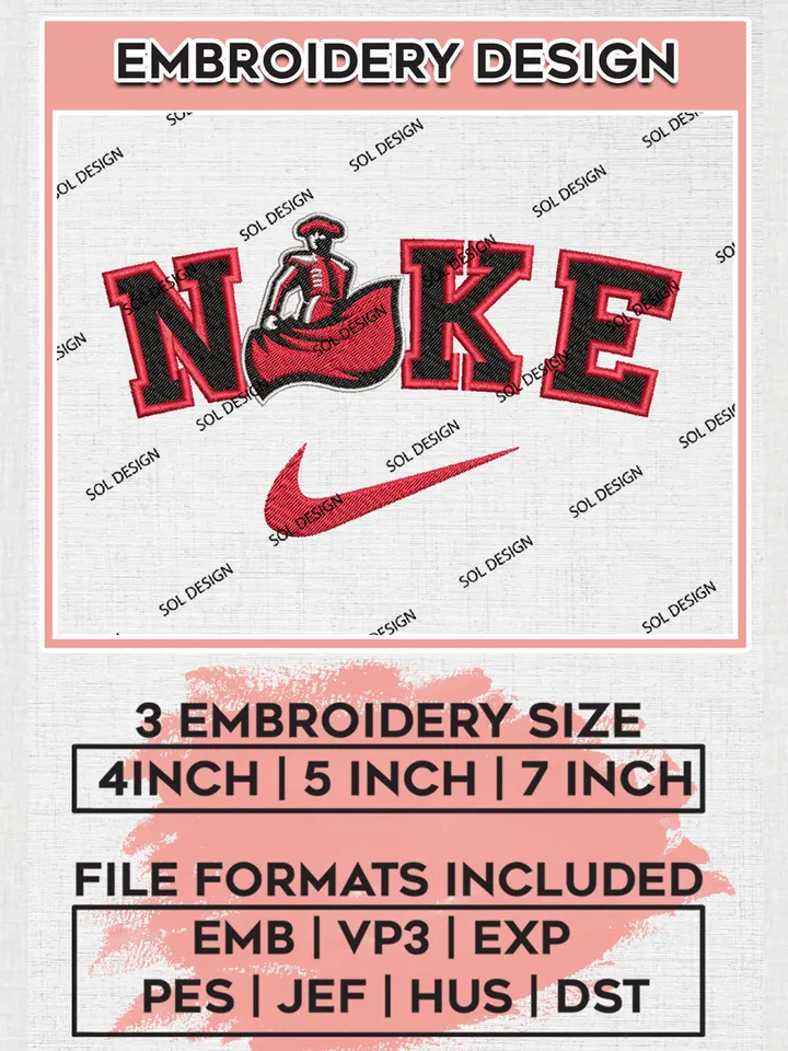 Nike Cal State Northridge Matadors Machine Embroidery Design, NCAA Cal State Northridge Matadors Embroidery Design Design files, NCAA Embroidery Designs, NCAA Machine Embroidery Designs, Digital Download