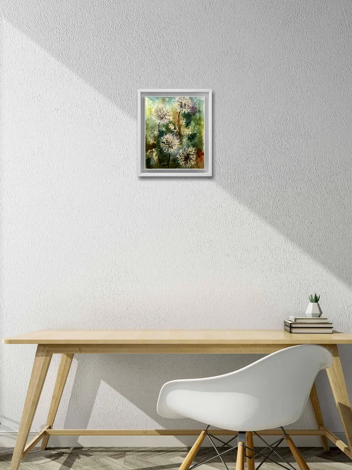 Dandelion fields original watercolour painting,flowers watercolour painting,floral landscape,small painting gift,wall hanging decoration
