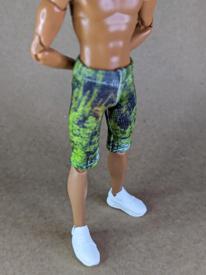 Natural printed elastic long shorts for 12-inch fashion male dolls