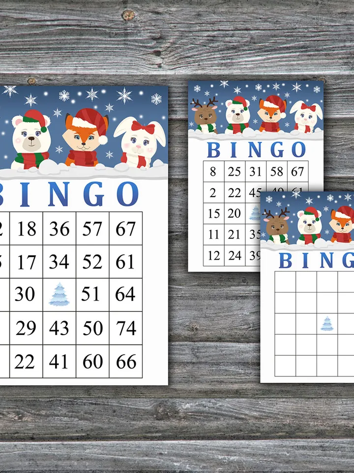Cute Winter animals bingo game card,Christmas bingo game card,Christmas Bingo Printable,Holiday Bingo,INSTANT DOWNLOAD70