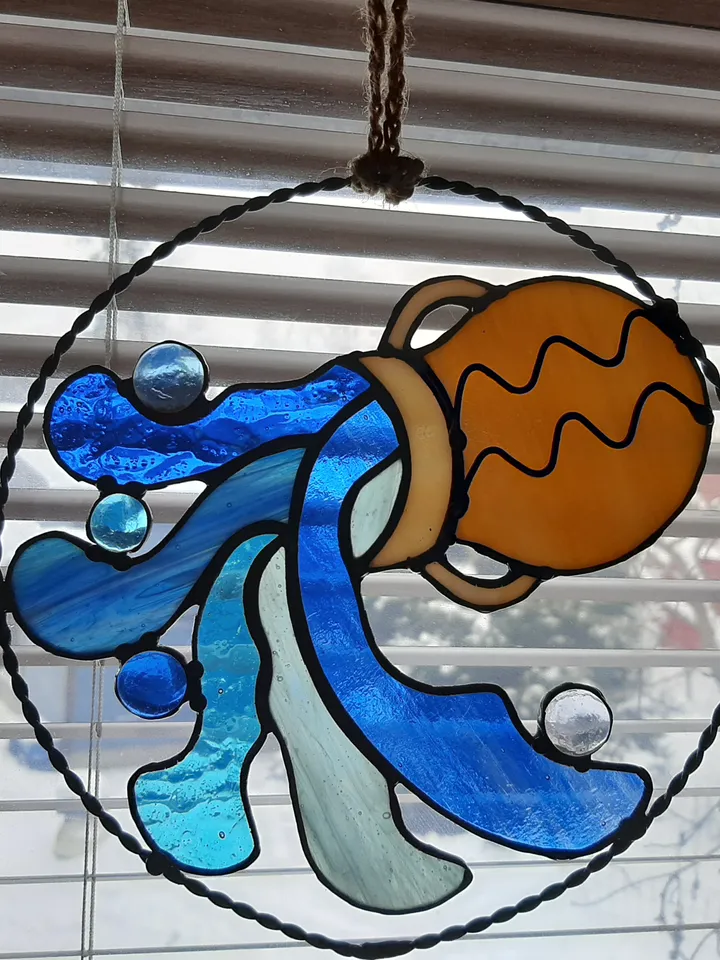 Aquarius Zodiac sign/ Digital Download / Stained Glass Pattern / PDF file / DIY
