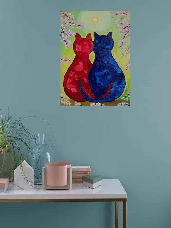 Cats Spring Original Painting Wall Art Oil Painting