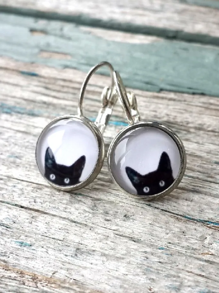 Black Cat Earrings Dangle