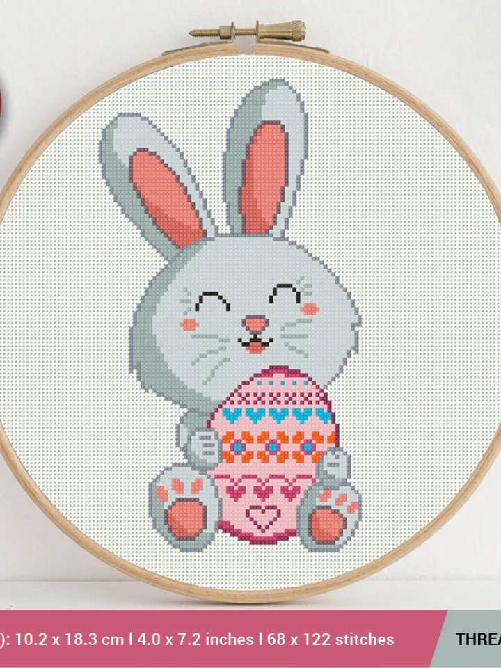 Easter Bunny Cross stitch pattern | Embroidery Pattern | Instant Download | Embroidery Designs