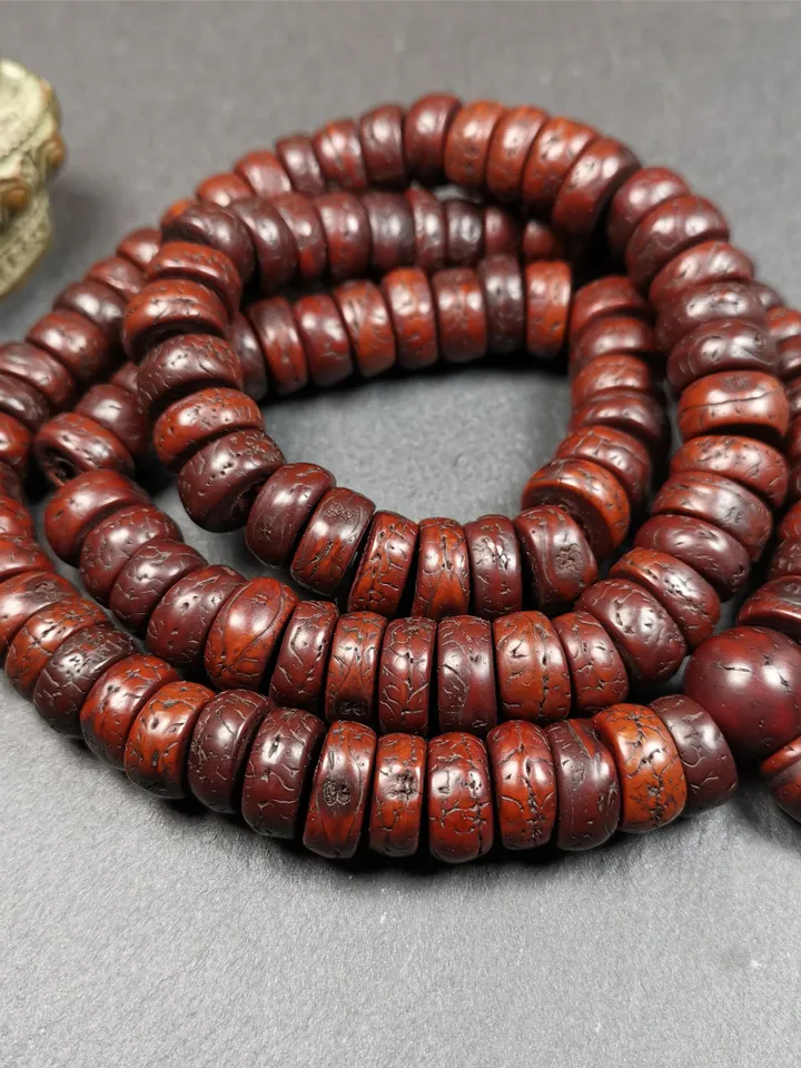 Gandhanra Old 108 Bodhi Seed Beads Mala,13mm Prayer Beads Necklace for Meditation,Circumference 70cm