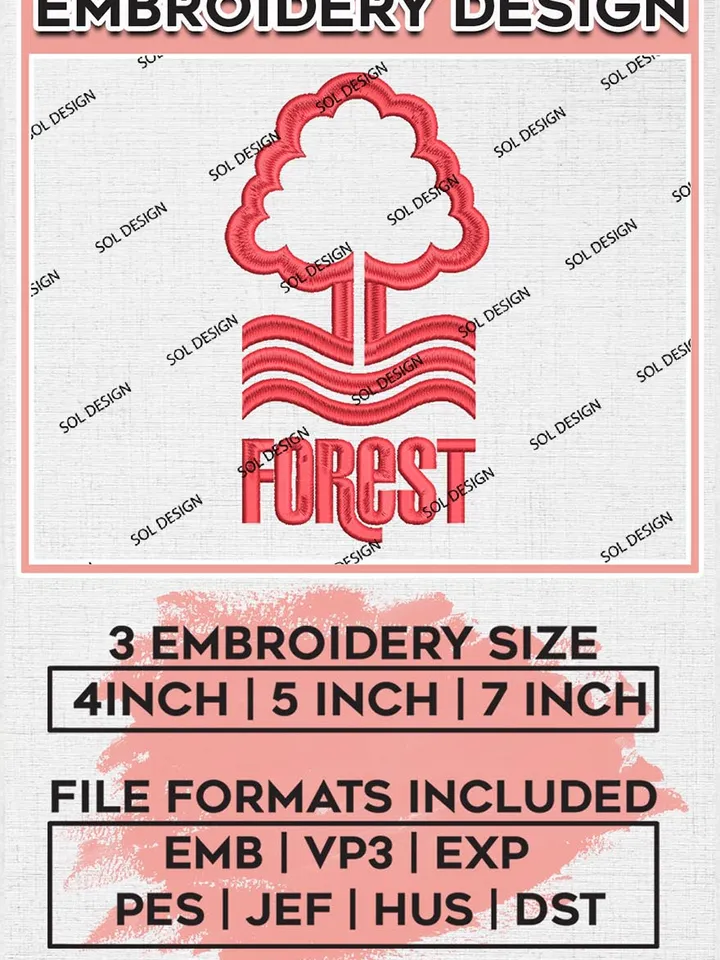 Nottingham Forest Embroidery Designs, Premier League Embroidery, EPL Embroidery Designs, EPL Nottingham Forest Embroidery Designs