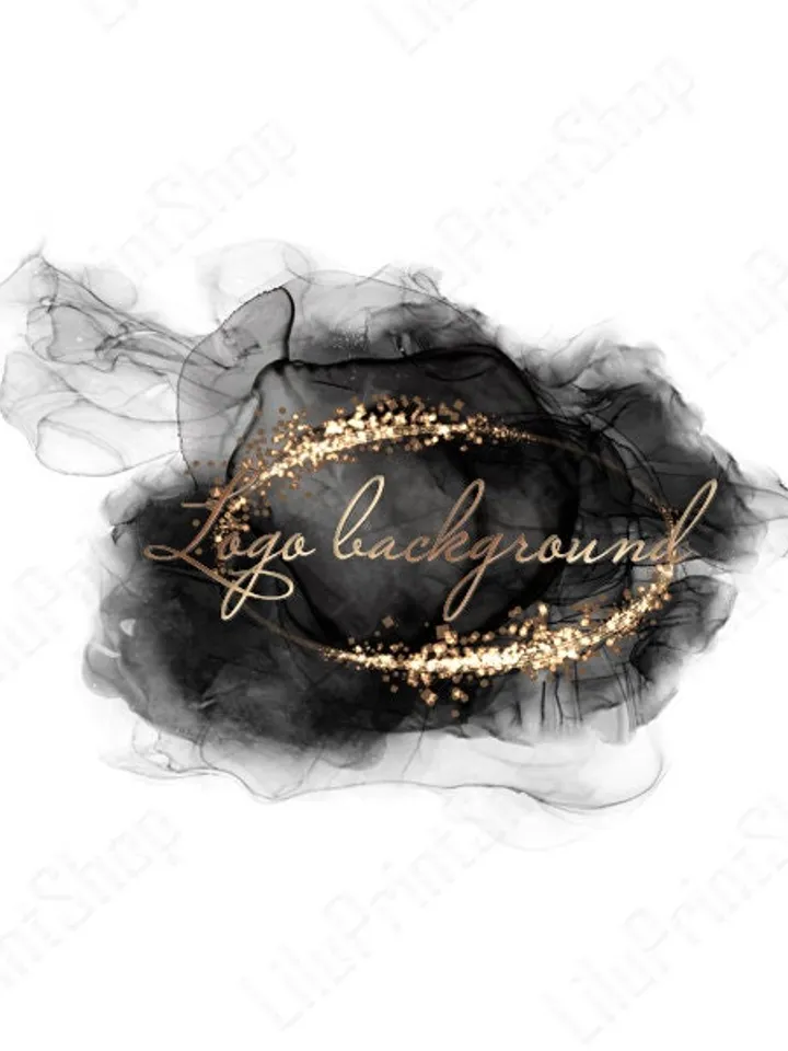 Black & gold Logo Background Png, Black ink logo design, Watercolor splash alcohol ink, Black and gold confetty frame instant download