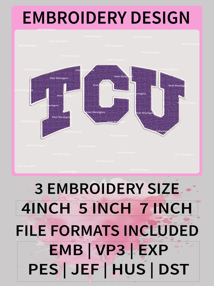 NCAA TCU Horned Frogs Embroidery File, 3 Sizes, 6 Formats, NCAA Machine Embroidery Design, NCAA Logo, NCAA Teams